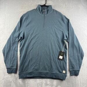 Linksoul Sweater Mens XL Blue Double Knit River Quarter Zip Pullover Golf